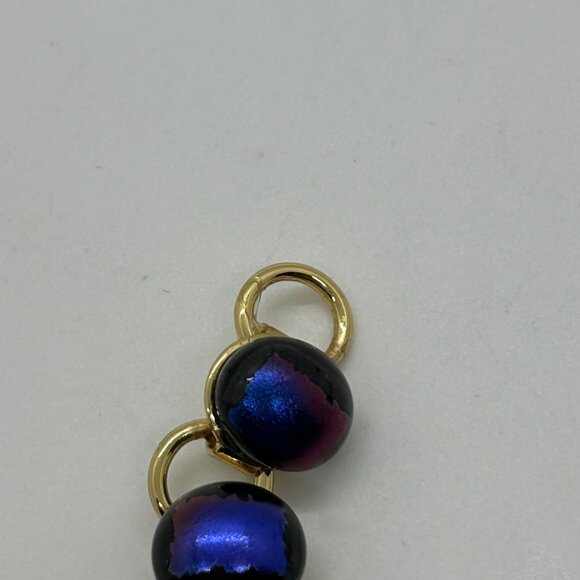Vintage Gold-Tone Bracelet With Iridescent Dichroic Glass Beads - Picture 12 of 16